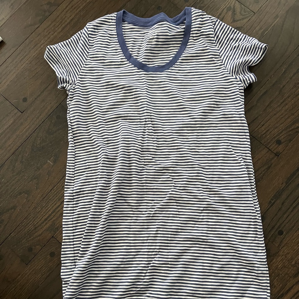 Navy Blue and White Short Sleeve T-Shirt Dress